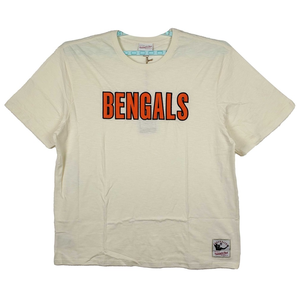 Cincinnati‎ Bengals Mitchell & Ness NFL 2XL XXL Shirt Felt Team Logo Cream NWT